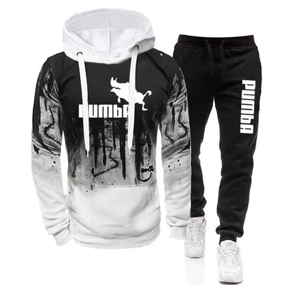 2024 men's new sportswear hoodie+black sports pants, high-quality men's casual sports jogging set, autumn and winter set