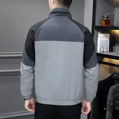 Standing Collar Jacket for Men's Autumn and Winter 2023 Trend Versatile Youth Handsome Patchwork Color Matching Casual Sports