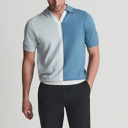 Summer Fashion Patchwork Knitted Men Polo Shirt Slim