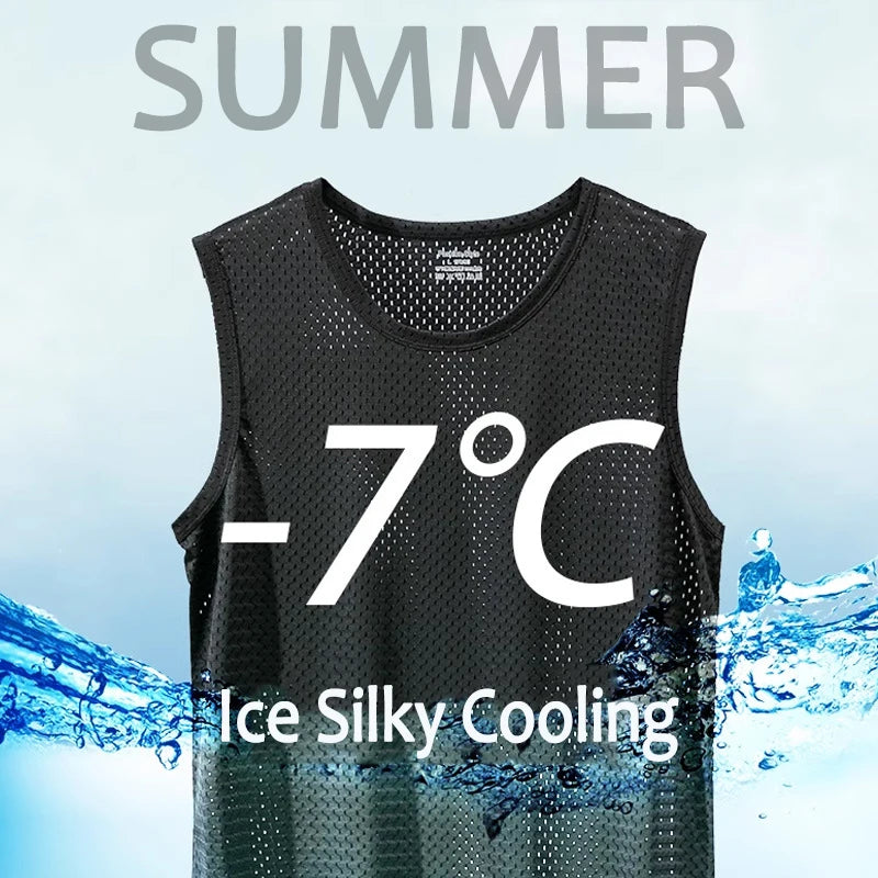 New Men Ice Silk Tops Vest Outer Wear Quick-Drying T-Shirts