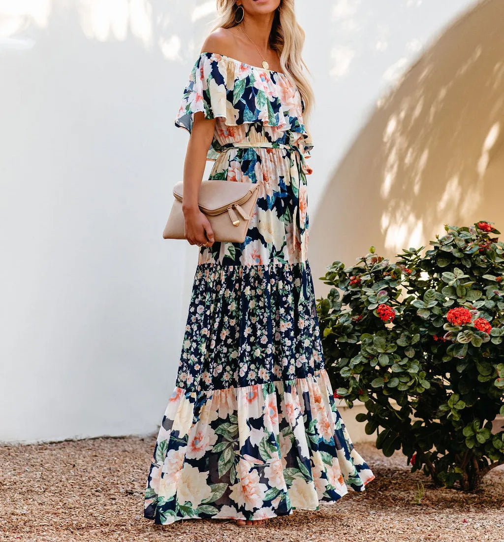 Summer Women Maxi Dress Off Shoulder Dress Long Dresses