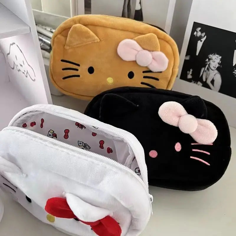 Cute Sanrio Plush Pen Bag Cartoon Hello Kitty Large Capacity Storage Bag School Supplies Pencil Case for Students Kids Gift