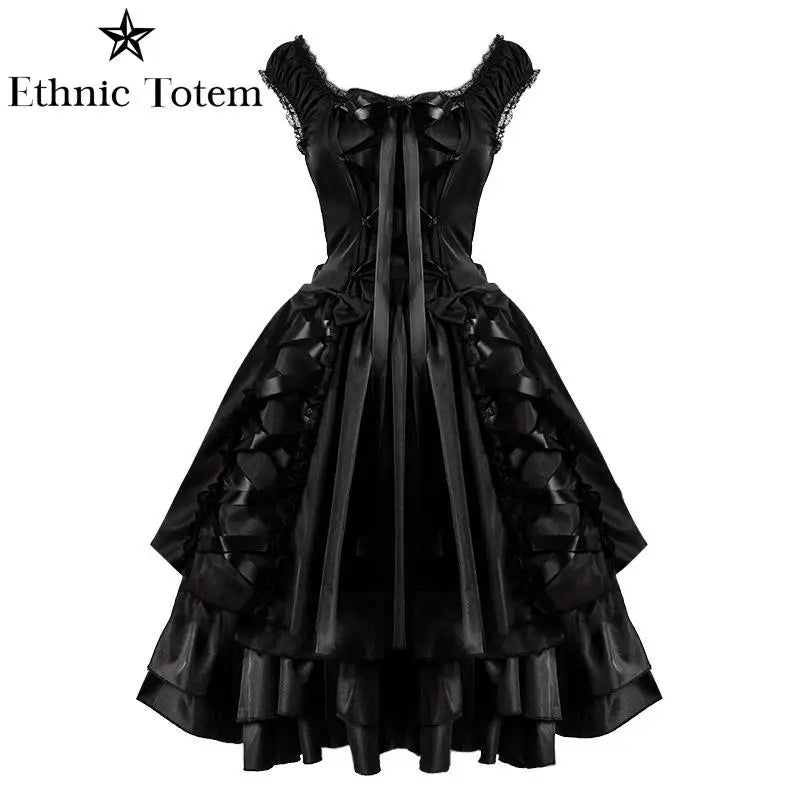 Medieval Vintage Black Lolita Dresses for Dresses Gothic Renaissance Coat Ruffle Classic Halloween Sweet Kawaii Lolita Jacket