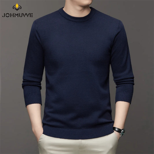 Men's High Neck Long Sleeved Solid Color Sweater