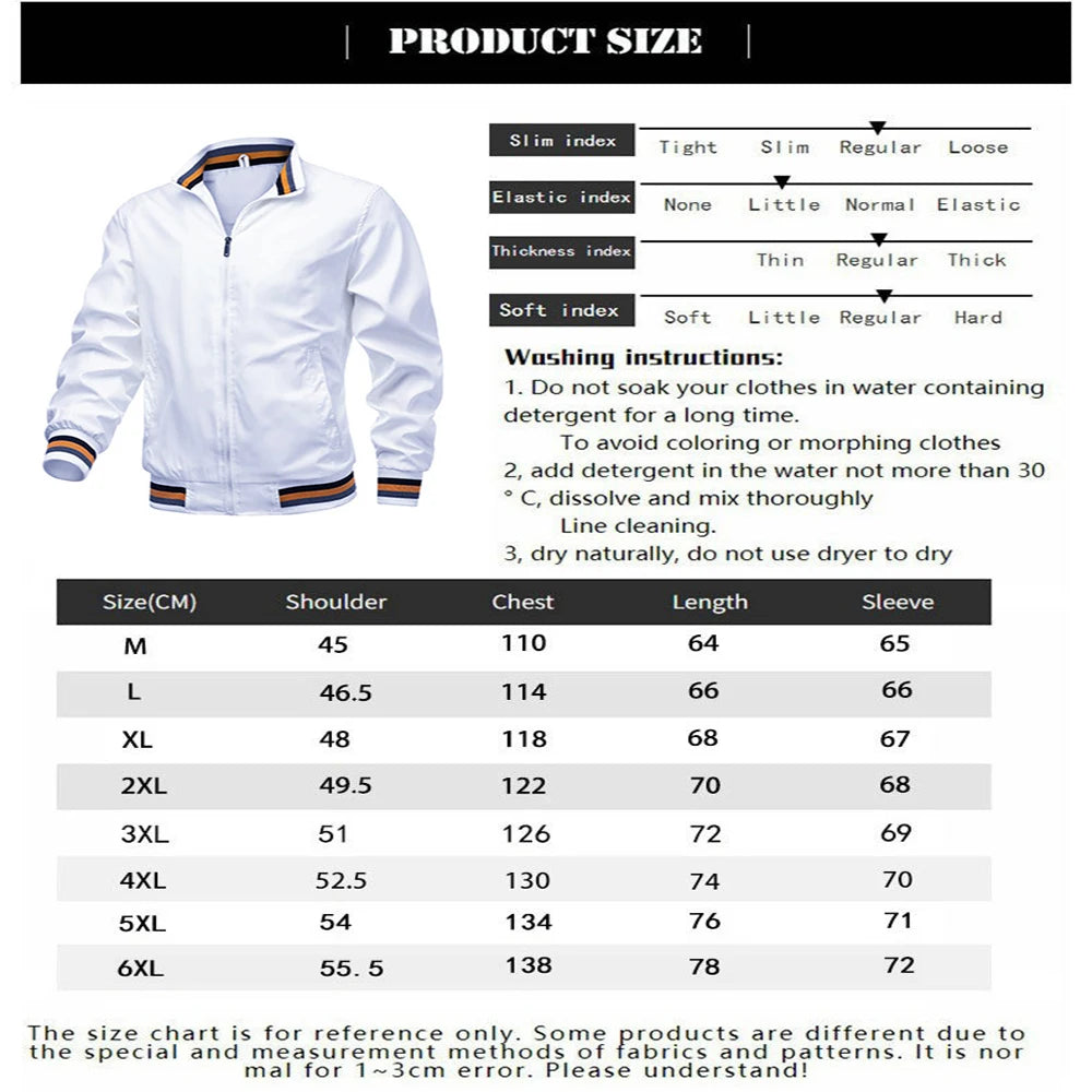 New Jackets for Men Spring Fahsion Outwears Solid Color Casual Ropa Hombre Coats Racing Windbreaker Men's Jacket Plus Size 5XL