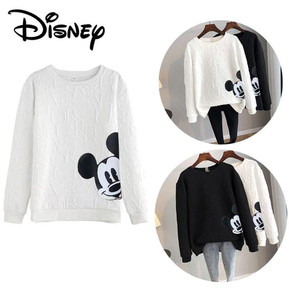 Disney Anime Fashion Mickey Mouse Print Loose Sweatshirt Autumn Winter Women Sweater Cartoon Streetwear Pullover Top Clothing