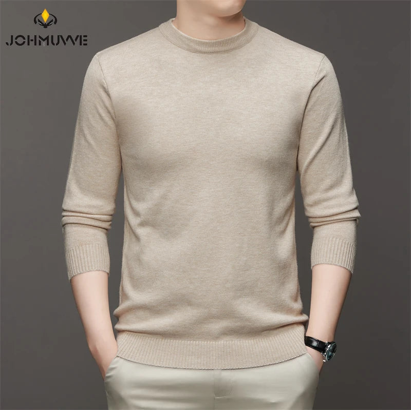 Men's High Neck Long Sleeved Solid Color Sweater