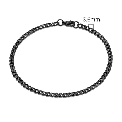 Stainless Steel Black Dainty Curb Cuban Link Chain Bracelets for men