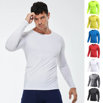 Men Compression Running T Shirt Fitness Tight Long Sleeve Sport Tshirt Training Jogging Shirts Gym Sportswear Quick Dry Rashgard