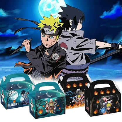 Naruto 12/24/36pcs Party Favors Birthday Party Decorations Paper Gift Bags Handle Candy Box Kids Handheld Paper Box Gift