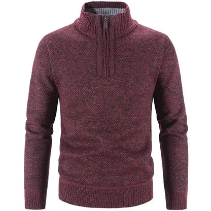 Winter Men's Fleece Thicker Sweater Half Zipper Turtleneck Warm Pullover Quality Male Slim Knitted Wool Sweaters for Spring 3Xl