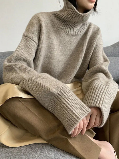 2023 New turtleneck Cashmere sweater women cashmere sweater loose cashmere sweater women