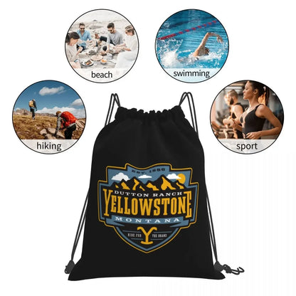 Yellowstone Quick Dry Dutton Ranch Backpacks Drawstring Bags Drawstring Bundle Pocket Shoes Bag Book Bags For Man Woman School