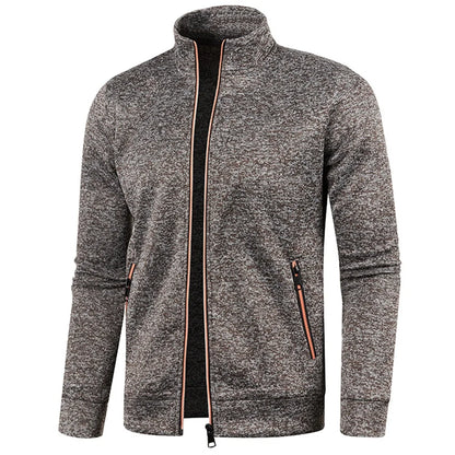 Men's Jackets Zipper Hoodies for Male Solid Color Long Sleeve Snowflakes Sweatshirts Turtleneck Jacket Men Streetwear