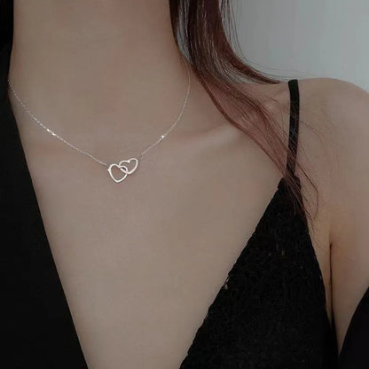 Double Heart Choker Necklace for Women