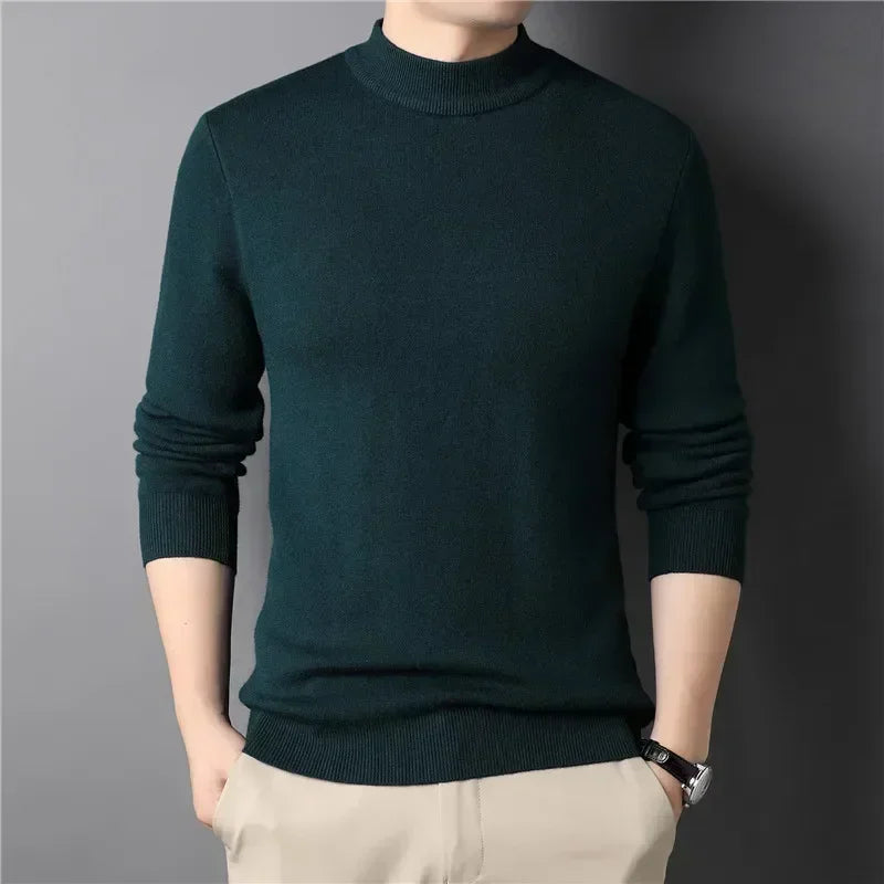 2024 Brand New Men's Cashmere Sweater Half Turtleneck Men Sweaters Knit Pullovers for Male Youth Slim Knitwear Man Sweater