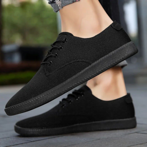 Fujeak Soft Soled Canvas Lace Up Working Flats Shoes Mesh Breathable Casual Sneakers Big Size 39-46 Footwear Zapatos Hombres