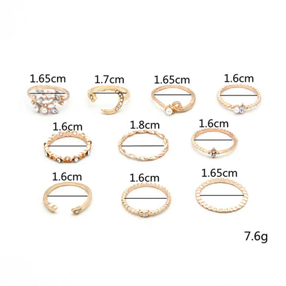 1-22Pcs/set  Moon Star Rings Women Girls Bohemian Jewellery Set Gifts Accessories