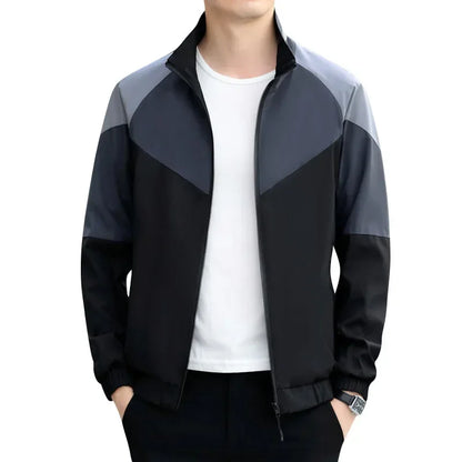 Standing Collar Jacket for Men's Autumn and Winter 2023 Trend Versatile Youth Handsome Patchwork Color Matching Casual Sports