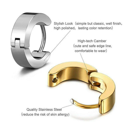 1 Pair Fashion Earrings Cool Men's Stainless Steel