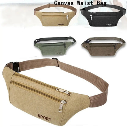 Multi-Pockets Fanny Pack Pouch Bag Women/Men Waist Packs Hip Purse Satchel Canvas Belt Bags Casual Wallet