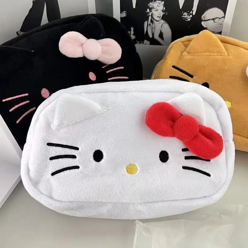 Cute Sanrio Plush Pen Bag Cartoon Hello Kitty Large Capacity Storage Bag School Supplies Pencil Case for Students Kids Gift