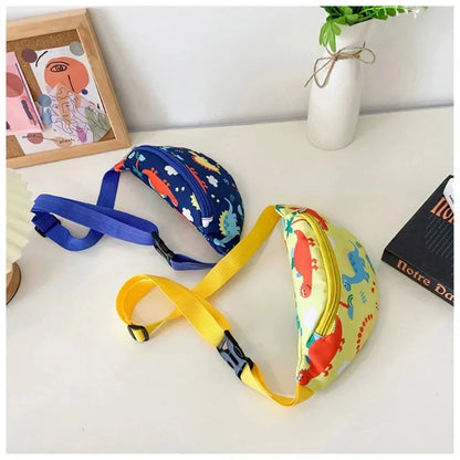 Children‘s Cute Cartoon Dinosaur Crossbody Shoulder Bag Sport Running Waist Bag for Kids Belt Money Pouch Coin Purse Storage Bag