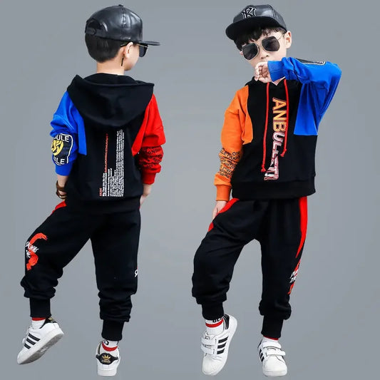 Fashion Kids Boys Clothing Set Spring Autumn Boys Sports Suit 2PCS Children Clothes Student Hip Hop Streetwear 5 6 8 10 12 Years