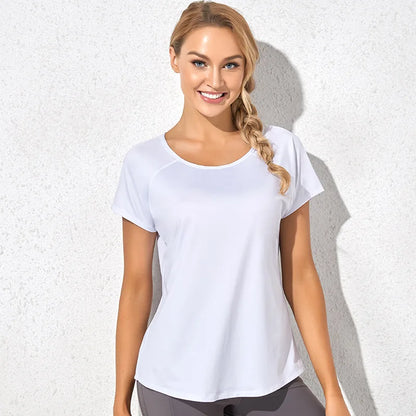 Mesh Loose Sports T-shirt Women Quick Dry Breathable Yoga Shirts Split Back Short Sleevees Running Sports Shirt Workout Top