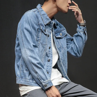 Trendy Denim Jacket For Men Korean Style Slim Fit Student Clothing Ins Denim Vest Spring Autumn Fashionable Casual Wear