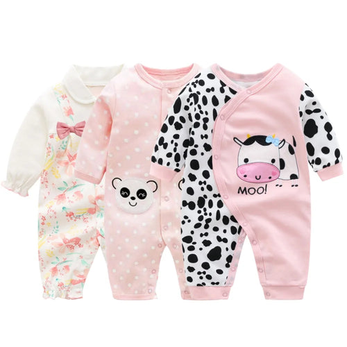 3-12M Newborn baby clothes spring autumn print girl clothing long sleeve soft cotton baby rompers underwear babies sleepwear