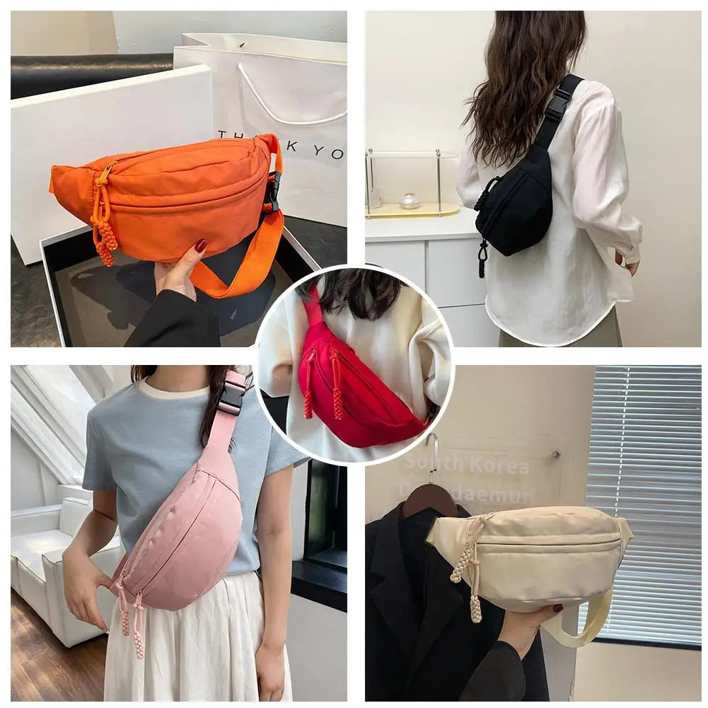 Waist Bags for Women Oxford Leisure Color Waist Bag Shoulder Crossbody Chest Bags Handbags All-match Messenger Belt Bags