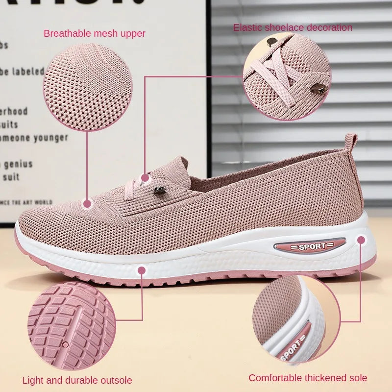 Women Casual Shoes Fashion Breathable Walking Mesh Flat Shoes Sneakers Women 2024 Gym Vulcanized Shoes Pink Female Footwear