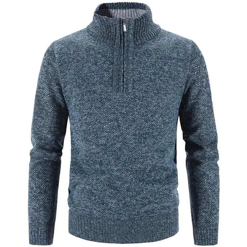 Winter Men's Fleece Thicker Sweater Half Zipper Turtleneck Warm Pullover Quality Male Slim Knitted Wool Sweaters for Spring 3Xl