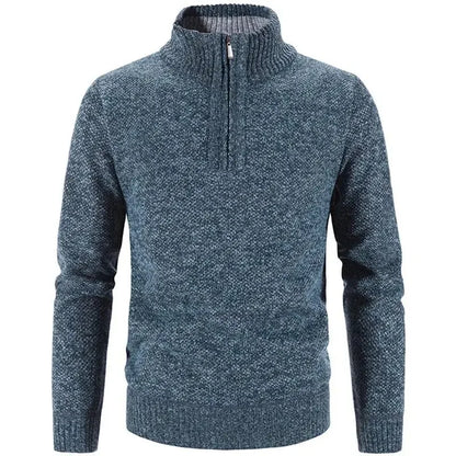 Winter Men's Fleece Thicker Sweater Half Zipper Turtleneck Warm Pullover Quality Male Slim Knitted Wool Sweaters for Spring 3Xl