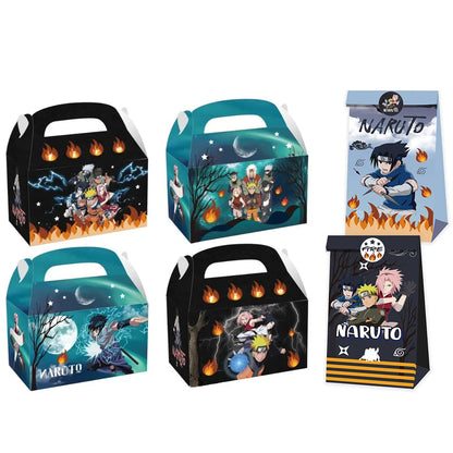 Naruto 12/24/36pcs Party Favors Birthday Party Decorations Paper Gift Bags Handle Candy Box Kids Handheld Paper Box Gift