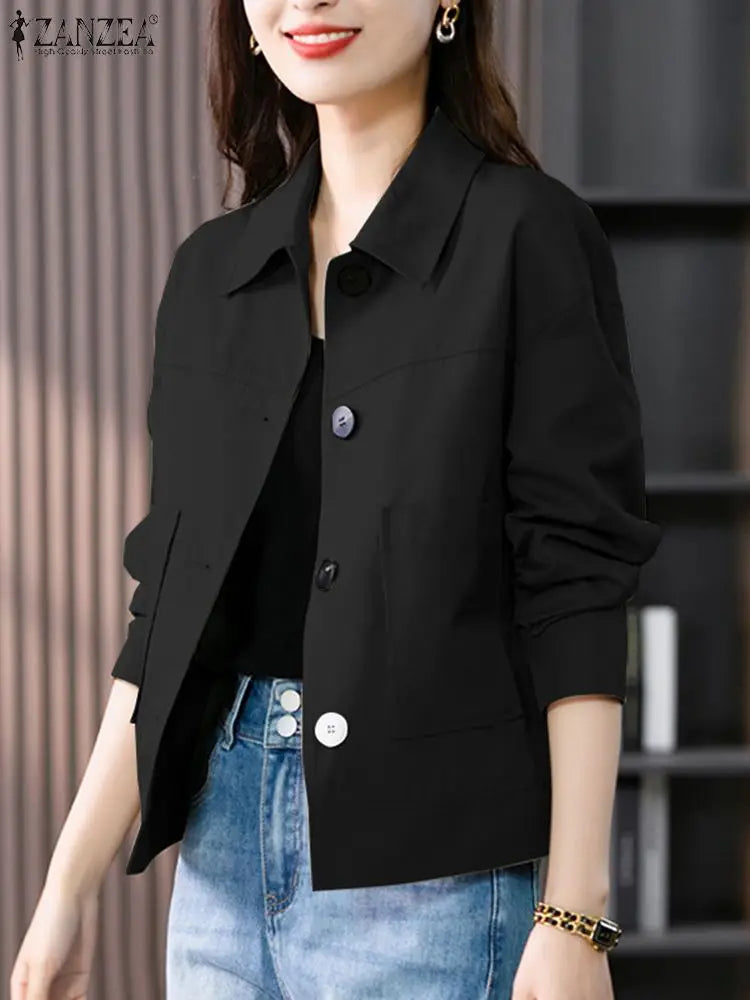 Female Casual Loose Outwear Long Sleeve Jackets