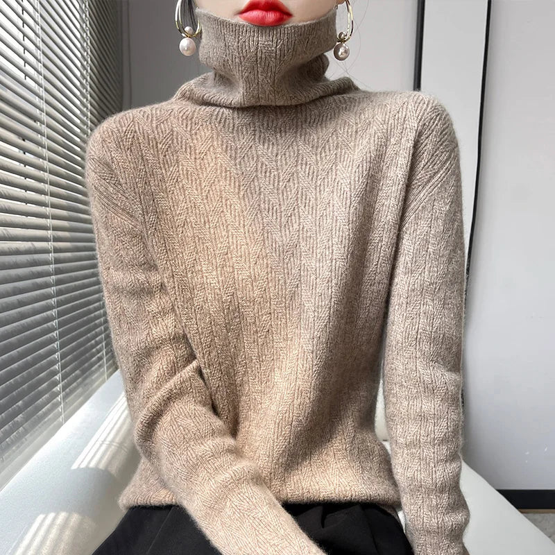 2022 Cashmere Sweater Women's Casual Turtleneck Pullover Fashion Knitwear Women's Autumn And Winter  Solid Color Sweater