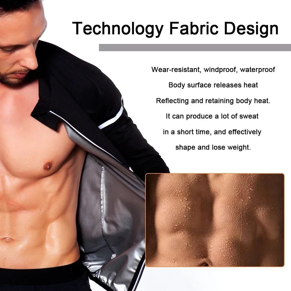 SEXYWG Weight Loss Jacket Men Sauna Sweat Body Shaper Hot Thermal Sportwear Slimming Long Sleeves Fitness Workout Fat Burning