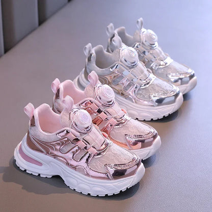 Kids Girls' Shoes Summer Tenis Children Girl Sneakers Breathable Mesh Lightweiht Sole Pink Silver