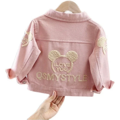 Girl's Coat Spring and Autumn Children's Cartoon Girl Denim Clothes  Kids Jacket  Kids Jackets for Girls