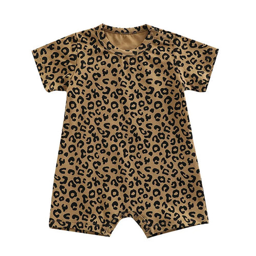 Adorable Baby Leopard Summer Rompers Girls and Boys Soft Cotton One-piece Toddler Kids Crawling Playsuit Clothes 0-24 Months