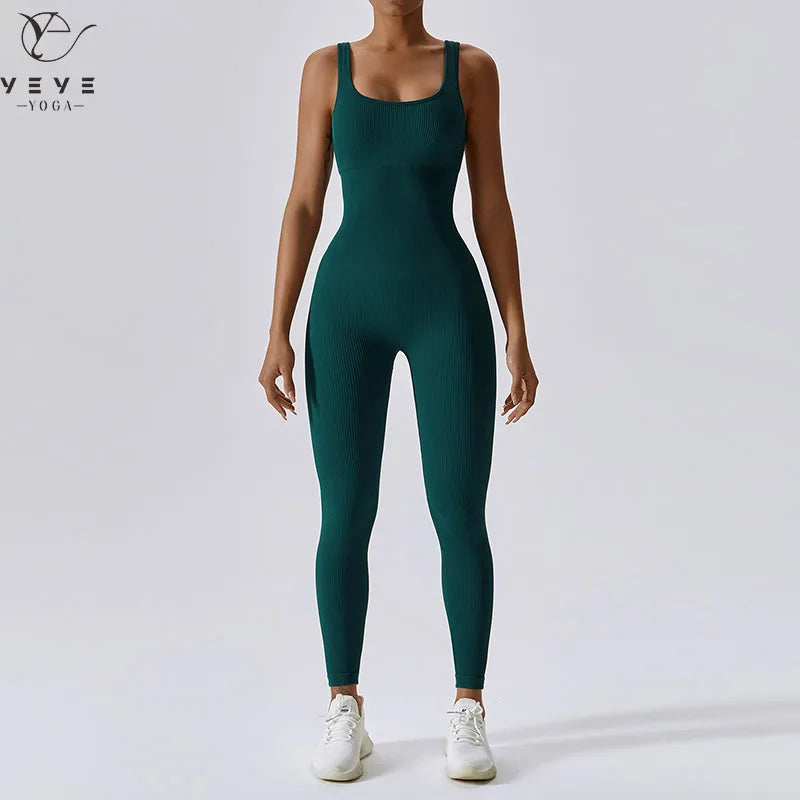 Women's  Yoga One Piece Tracksuit Jumpsuit Seamless Sportswear Yoga Suit Gym Push Ups Fitness Workout Bodysuit