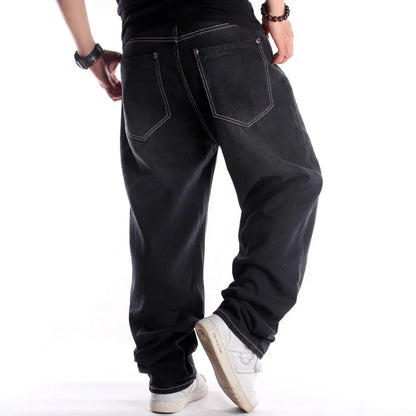 Men Baggy Jeans Hip-hop Skateboard Loose Jeans Street Dance Hip Hop Rap Male Pants Black Oversized Trouses Y2k Streetwear