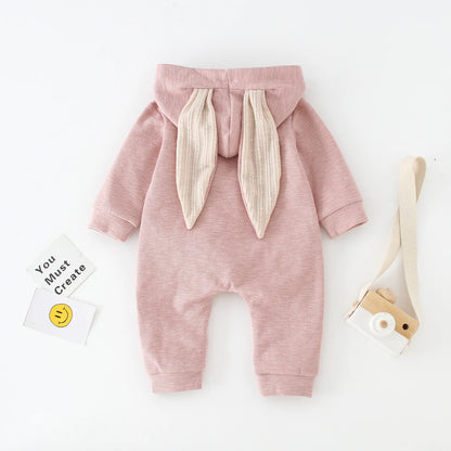 Lamgool Infant Baby Boys Girls Bunny Romper Hooded Cute Rabbit Ear Zipper Jumpsuit for Easter Halloween 0 - 24 Months