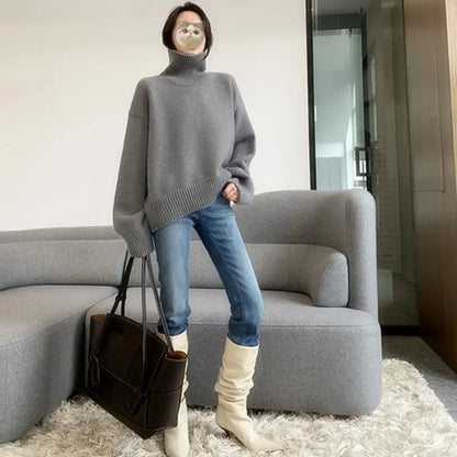 2023 New turtleneck Cashmere sweater women cashmere sweater loose cashmere sweater women