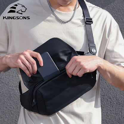 Kingons Shoulder Bag Waterproof Bags Simple Commuter Crossbody Bag Bashion Hip-Hop Superior Minimalist Cool Chest Bag Fashion