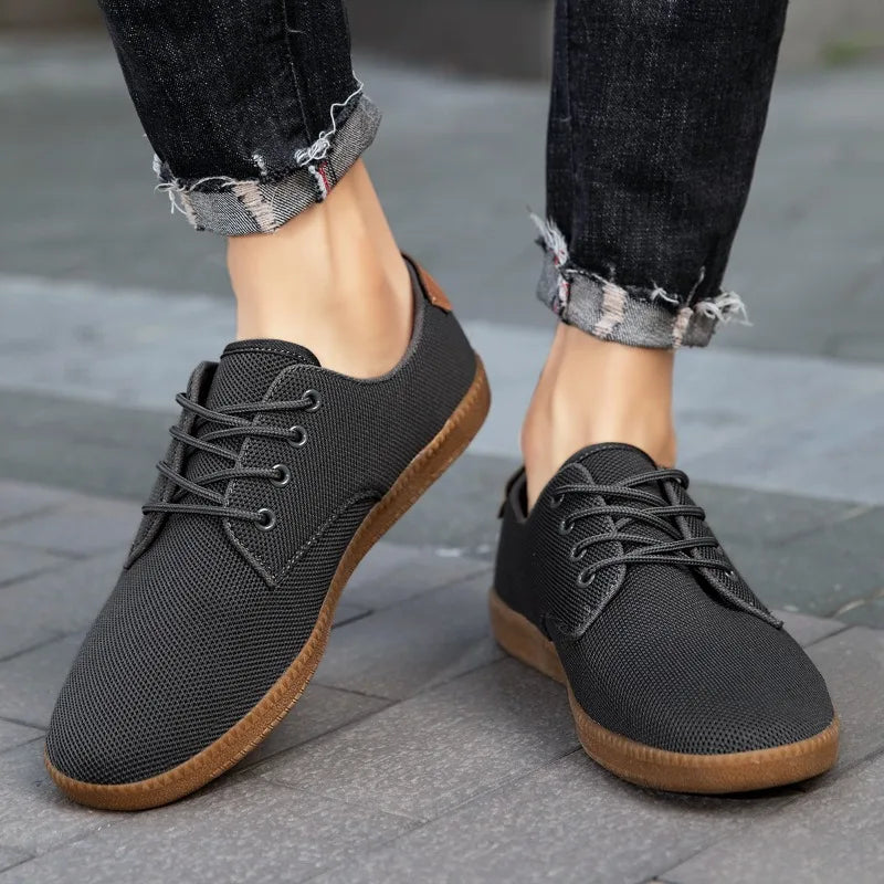 Fujeak Soft Soled Canvas Lace Up Working Flats Shoes Mesh Breathable Casual Sneakers Big Size 39-46 Footwear Zapatos Hombres