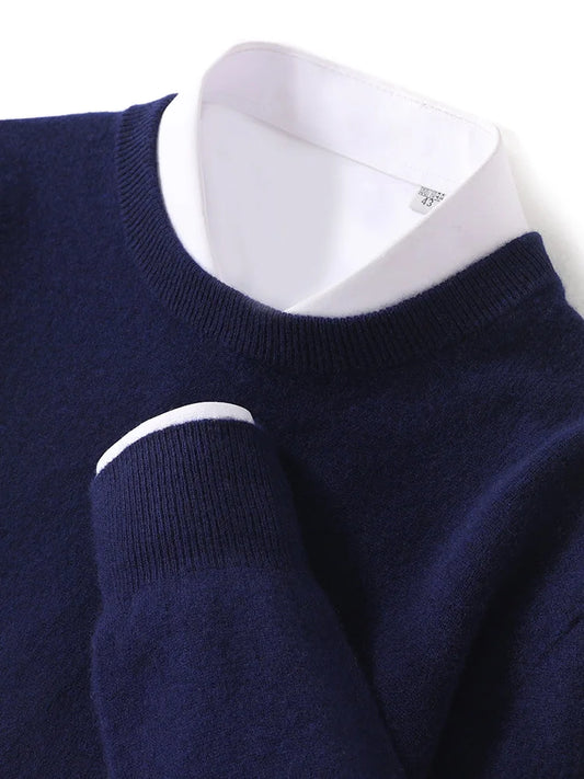 winter new men's 100% pure sweater round neck