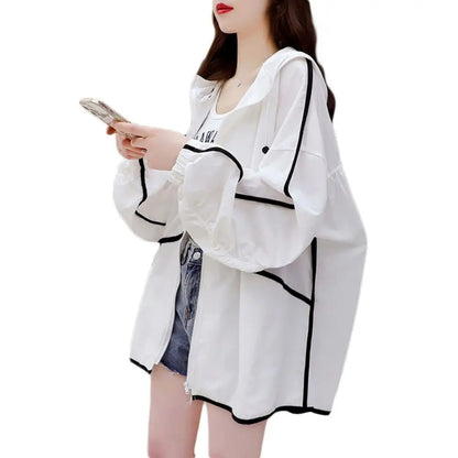 Breathable Women Sunscreen Hoodie Fashion Long-sleeved Thin Jacket